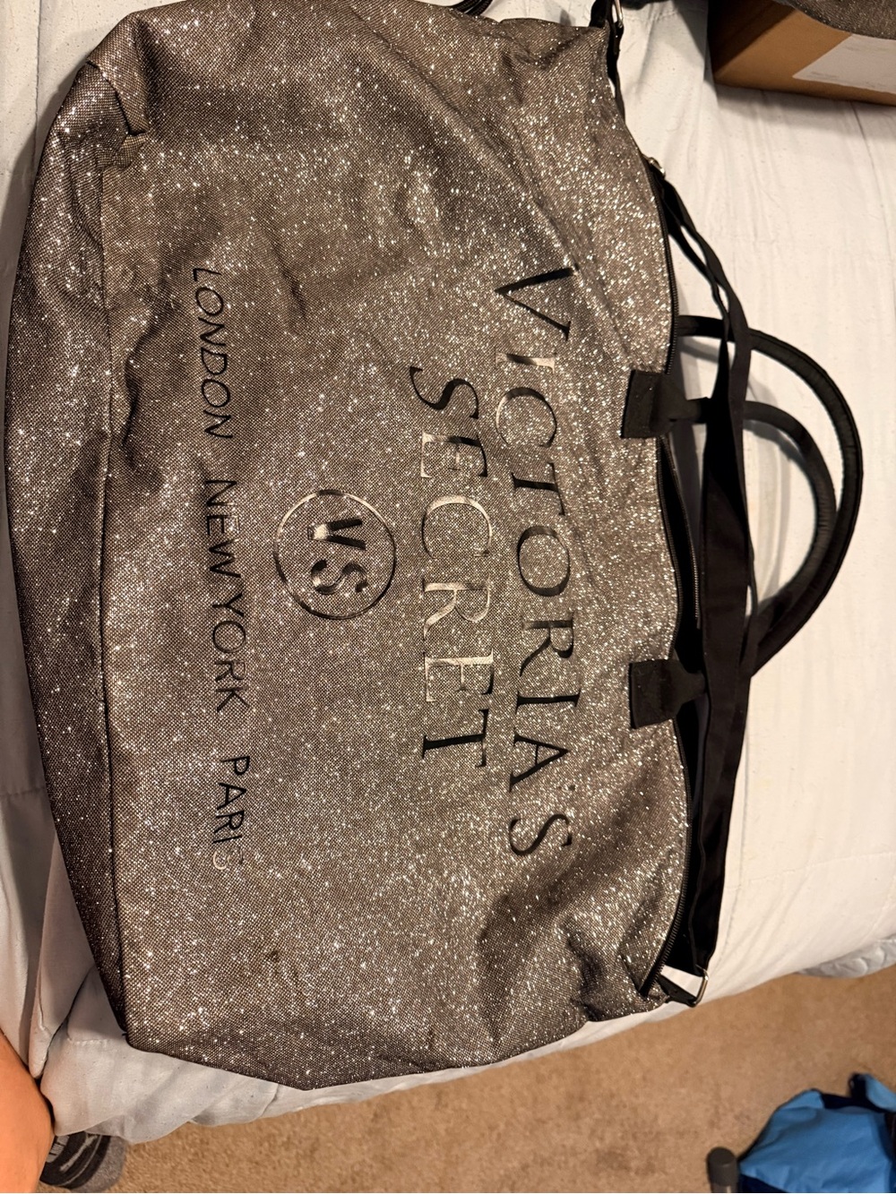 Victoria's Secret Silver Glitter Travel Tote